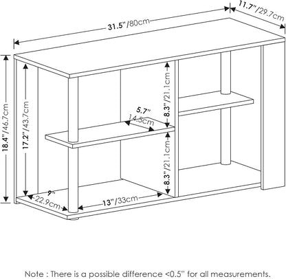 Furinno Romain Narrow End Table with Shelves, Espresso/Black