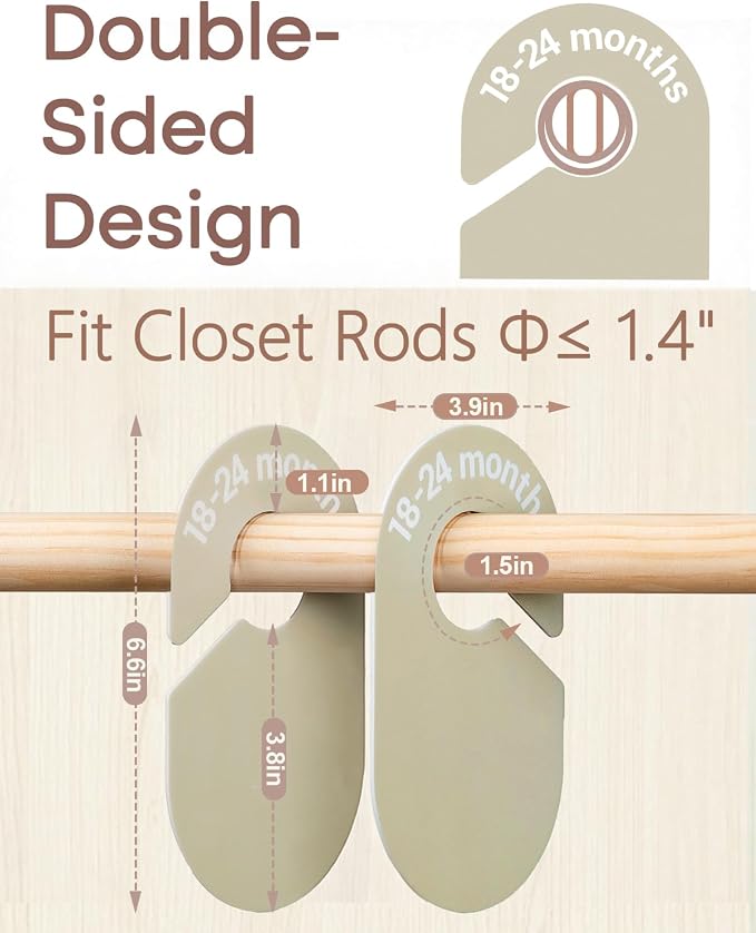 Baby Size Clothes Dividers for Closet: Nursery Age Hanger Organizer by Months for Boho Room Decor - Set of 8 Toddler Clothing Separators from Newborn to 2T Infant