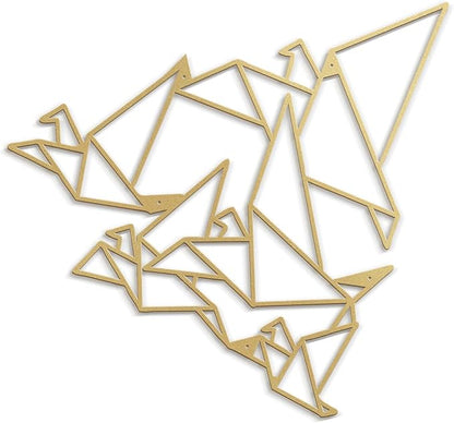 SIGNLEADER Metal Wall Art Decor Flocks of Flying Birds Modern Abstract Wall Sculpture Hangings Home Decoration for Living Room, Bedroom, Bathroom, Kitchen, Outdoor - 36" Gold