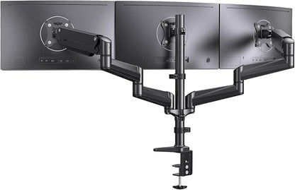 ErGear Triple Monitor Mount, Fully Adjustable Gaming 3 Monitor Desk Mount for 17 to 32 inch Computer Screens, Swivel, Tilt, Rotation, C-Clamp & Grommet Base