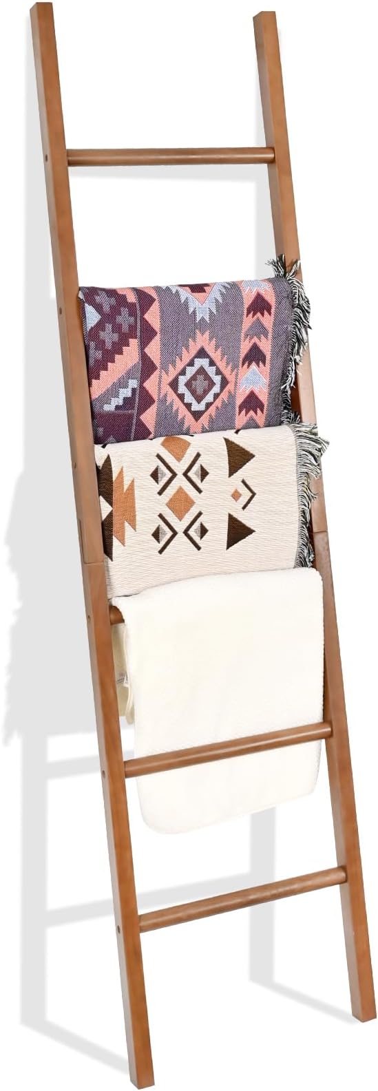 SwallowLiving 6ft Blanket Ladder, Solid Wood Towel Ladder, Rustic Decorative Ladder for Blankets, Farmhouse Wooden Quilt Rack for Living Room & Bathroom