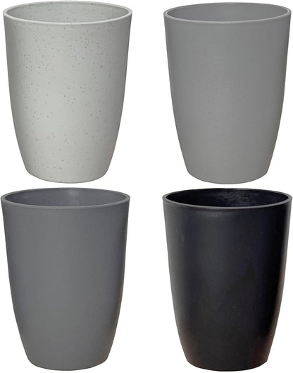 Wheat Straw Reusable Cup (12 oz) - Unbreakable Drinking Glasses Sets of 4 - Dishwasher Safe Tumbler - Lightweight, BPA Free and Eco friendly (4Pcs/Gray Series)