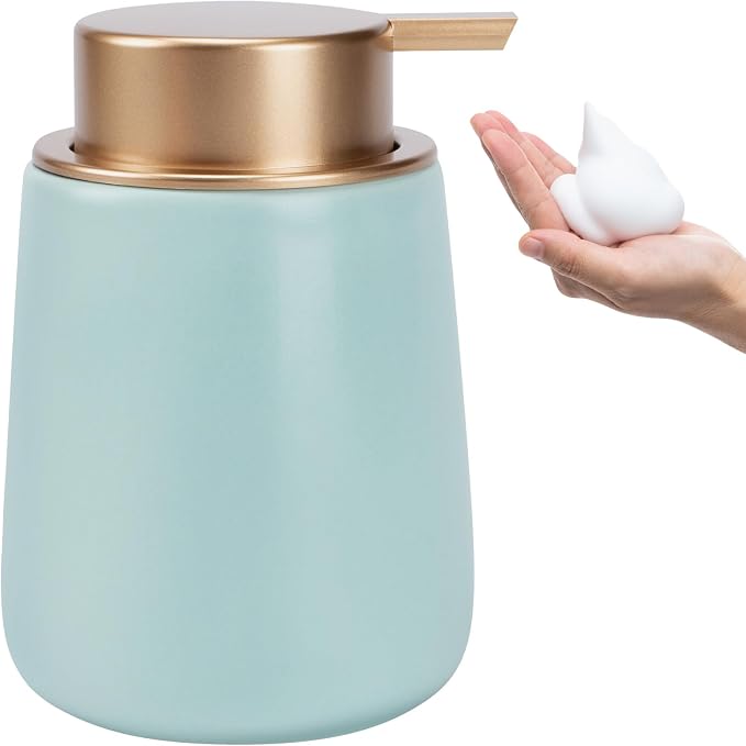 Soap Foaming Dispenser Ceramic with Easy-to-Press Pump Hand Foam Dispenser for Shampoo Bathroom Kitchen 12 oz