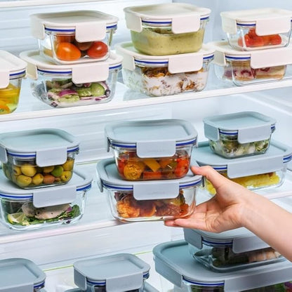 LocknLock LNG455S5M The Clear Heat-Resistant Borosilicate Glass Food Storage Set, 10-Piece (5 Containers + 5 Lids) - Mint