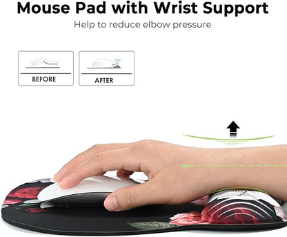 EooCoo Ergonomic Mouse Pad with Wrist Support, Mousepad with Memory Foam Wrist Rest and Non-Slip Base for Computer, Cafe, Home & Office, 9.64 x 8.26 in Office Desk Accessories