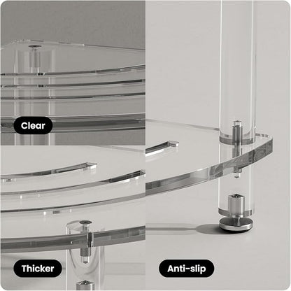 Sumerflos Acrylic Corner Shower Stool for Inside Shower, Clear Shower Bench with Adjustable Feet for Shaving Legs Seating Waterproof Heavy Duty Easy Assemble Modern, 11.81" D x 11.81" W x 18.66" H