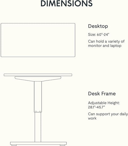 FLEXISPOT EN1 One-Piece Standing Desk with 1-Inch Thick Desktop, 60"x24" Electric Height Adjustable Desk for Home Office & Multi-Device Workstations, Maple