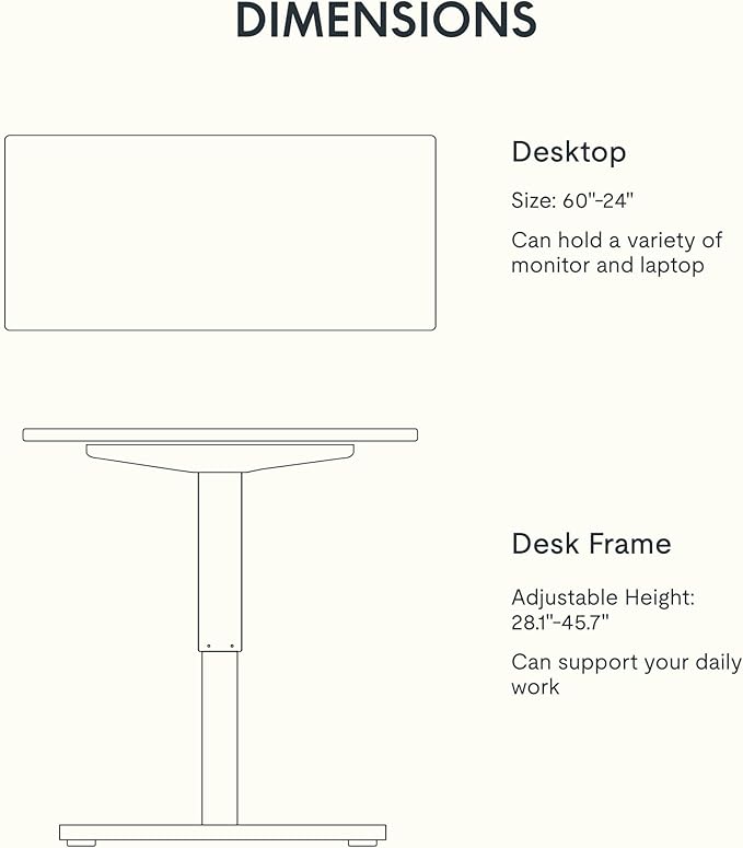 FLEXISPOT EN1 One-Piece Standing Desk with 1-Inch Thick Desktop, 60"x24" Electric Height Adjustable Desk for Home Office & Multi-Device Workstations, Mahogany