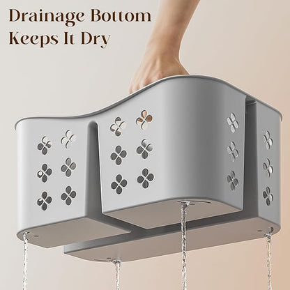 Portable Shower Caddy with Handle, Large Capacity Shower Basket Organizer, Quick-Drain Bathroom Storage Tote, Durable Plastic Shower Organizer for College Dorm, Beach, Gym, Travel Essentials, Grey
