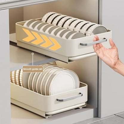 Under Basin Slide-Out Dish Drying Rack (Matte White Deep Shelf): Heavy-Duty Carbon Steel with Drip Tray – Kitchen Cabinet Storage for Pots/Pans/Plates