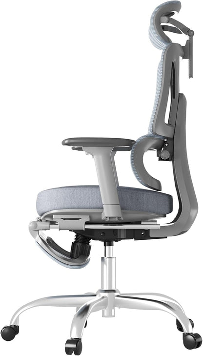 FLEXISPOT ErgoX Premium Ergonomic Office Chair with Footrest- Adjustable 3D Armrests, Dynamic Lumbar Support, Recline & Tilt Function, Mesh Seat, for Home & Office Use,Foam Blue