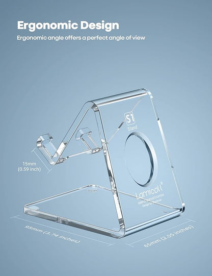 Lamicall Cell Phone Stand, Desk Accessories - Clear Office Cell Phone Holder, Acrylic Phone Stand, Desktop, Acrylic Office Desk Decor Accessories, Suitable for iPhone, 4-8'' Phone, Gifts