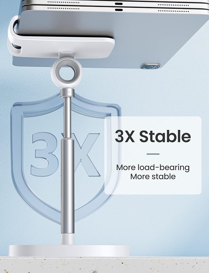 LISEN Cell Phone Stand Adjustable Phone Holer for Desk, Computer Office Desk Accessories for iPhone 16 Holder Women Kitchen Essentials Fits All Mobile Phones Switch Kindle iPads Tablet 4-10in (White