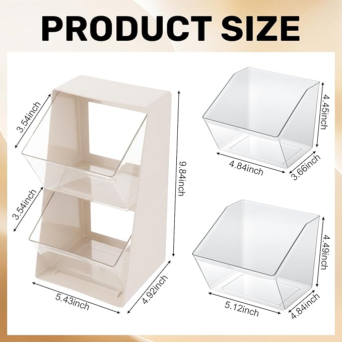 2 Pack Large Coffee Pod Holder, Coffee Station Counter Container Stackable Pantry Storage Organizer Bins, Creamer Suger Plastic Accessories Organizer for Office Home Kitchen Supplies(White)