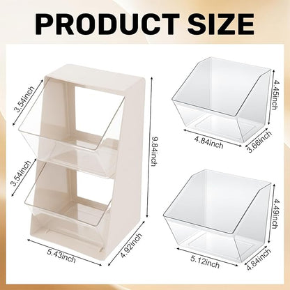 2 Pack Large Coffee Pod Holder, Coffee Station Counter Container Stackable Pantry Storage Organizer Bins, Creamer Suger Plastic Accessories Organizer for Office Home Kitchen Supplies(White)