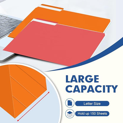File Folder, PANDRI 120 Pack Colored File Folder, 1/3 Cut Tab, Letter Size, Assorted 12 Colors Filing Folder for Office School Business