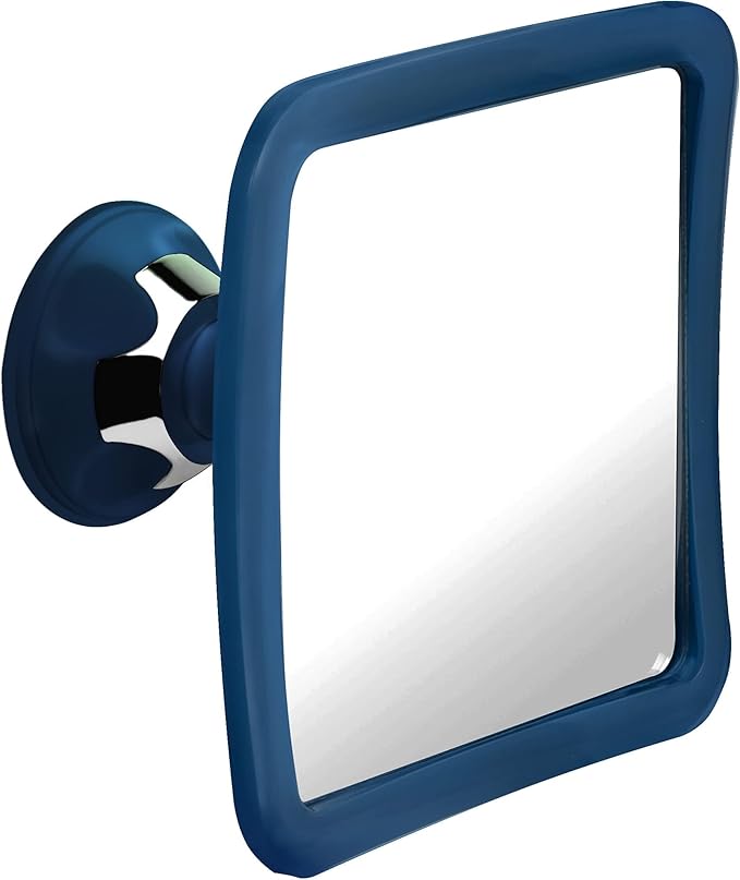 MIRRORVANA Fogless Shower Mirror for Shaving with Upgraded Suction, Anti Fog Shatterproof Surface and 360° Swivel, 6.3" x 6.3" (Blue)