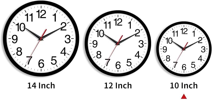 Rohioue Wall Clock Modern 10 Inch Black Battery Operated Silent Non Ticking Analog for Living Room Office Home Bedroom Kitchen Bathroom
