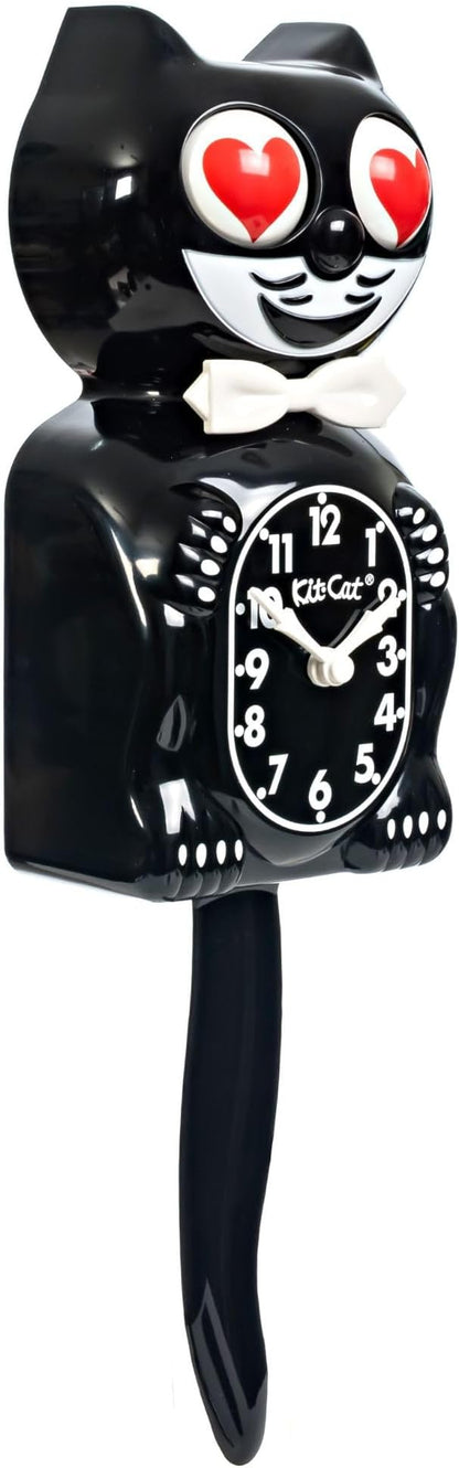 KIT CAT Klock Classic Black with Heart Eyes - Iconic Cat Clock with Moving Heart Eyes and Tail, Battery Operated Wall Clock, Made in USA, Perfect for Home Decor, Mid-Century Modern Clock, Unique Gift