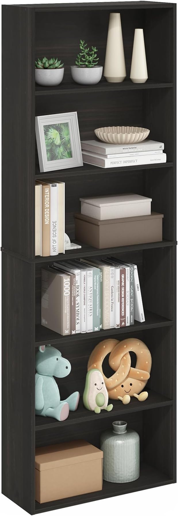 Furinno Jaya Simply Home Free Standing 6-Tier Open Storage Bookcase, Espresso
