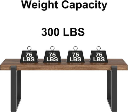 FOLUBAN Modern Coffee Table, Rustic Wood and Metal Center Table, Industrial Rectangle Cocktail Tea Table for Living Room, Walnut, 47 Inch