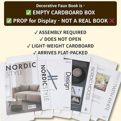 Mono Large | 4 PCS Faux Decorative Books for Home Decor | Not Real Books (Cardboard Boxes) | Coffee Table, Shelf Styling & Modern Aesthetic Accent Pieces for Living Room, Office