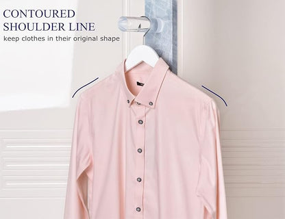 Amber Home 24 Pack White Wooden Hangers, White Wood Shirt Hangers with Notches for Dress, Clothes Hangers for Jacket, Coat, Bridal