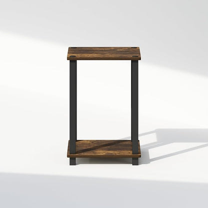Furinno Simplistic Night Stand, 2-Tier Small Nightstand with Open Shelf, Toolless Assembly Bedside Table, End Table, Side Table, for Bedroom, Closet, Dorm, Amber Pine