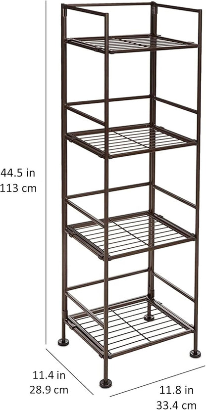 Amazon Basics 4-Tier Iron Towel Shelf Black 11.4"L x 11.8"W x 44.5"H | for Bathroom