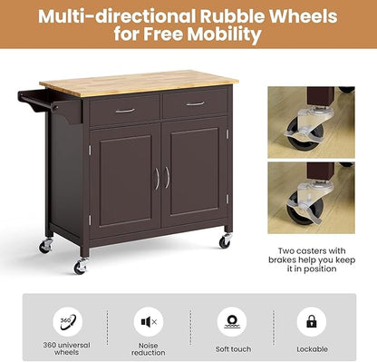 NAFORT Sideboard Buffet with Adjustable Shelves & Sliding Doors, Cream White (Brown), Perfect for Kitchen, Dining or Entryway