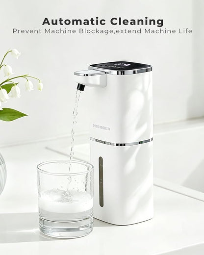 Automatic Foaming Soap Dispenser, 13.5oz/400mL, USB Rechargeable, 9-Adjustable Foam Levels, IPX5 Waterproof, Touchless & Wall/Tabletop Use for Kitchen Bathroom, White