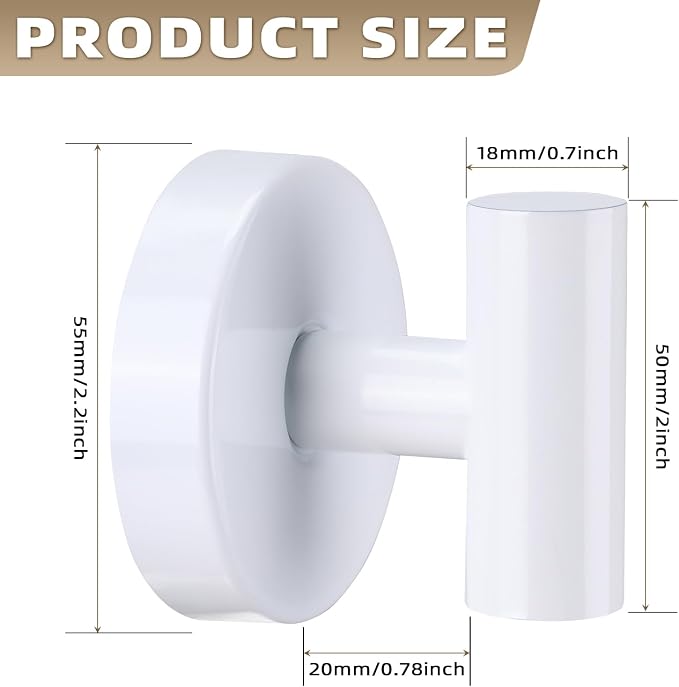 Suction Cup Hooks for Shower - Bathroom Reusable Hooks for Towels, Robes & Loofah - No-Drill Mounting on Kitchen,Walls,Metal,Glass,Mirrors,Tile & Smooth Non-Porous Surfaces (2, White)
