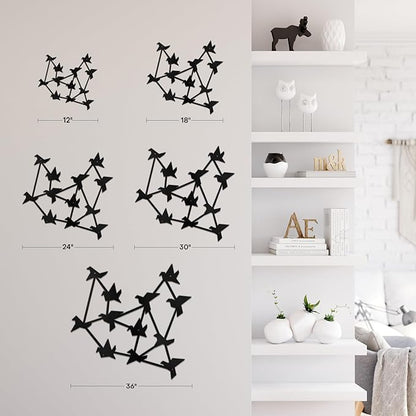 SIGNLEADER Metal Wall Art Decor Free Birds Modern Abstract Wall Sculpture Hangings Home Decoration for Living Room, Bedroom, Bathroom, Kitchen, Outdoor - 30" Black