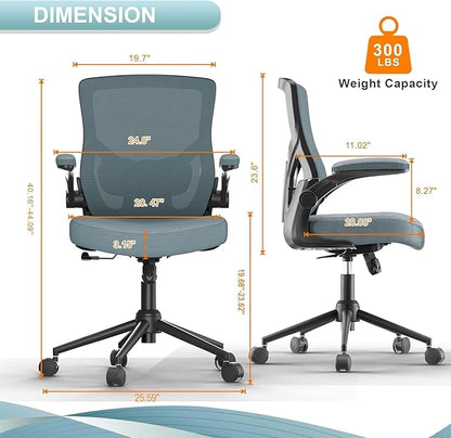 Ergonomic Office Desk Chair with Waterfall Seat and S-Shaped Back for Lower Back & Leg Pressure Relief, Comfortable for 8+ Hours Sitting