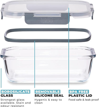Igluu Meal Prep Glass Containers with Lids (10 Pack) – Airtight & BPA-Free – Oven, Microwave, Freezer & Dishwasher Safe – 12.5oz/35.5oz – Durable Borosilicate Glass