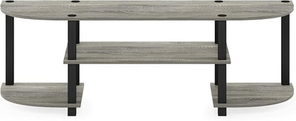 Furinno TURN-S-TUBE TV Stand, 3-Tier Entertainment Center for TV up to 55 Inch, TV Console with Round Corner and Open shelves, for Living Room, Bedroom, French Oak