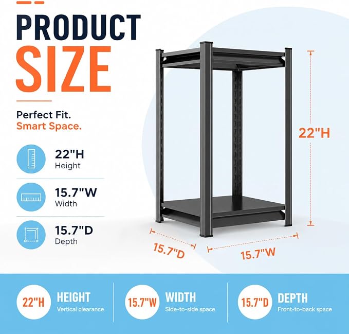 Printer Stand with Storage, 2-Tier Industrial Heavy Duty All-Metal Office Organizer Shelf, Space-Saving Storage Rack for Printer, Scanner, Copier, Paper and Office Supplies, Black,22"H×15.7"W×15.7"W