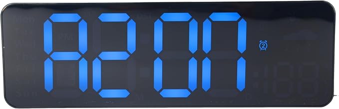 OceeK Large Digital Wall Clock, Digital Clock Large Display with Remote Control,Modern Electric Wall Clock 11",Black Frame Blue Big Digits