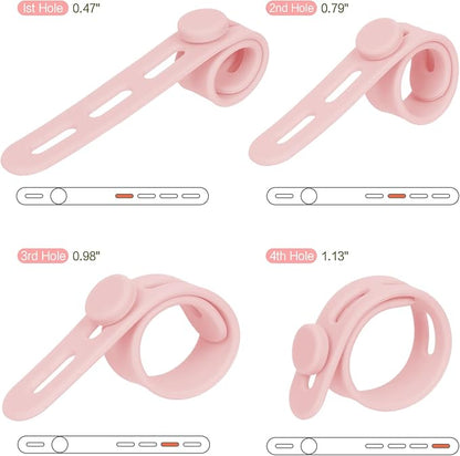 Donruby 24Pcs Silicone Cable Ties - Reusable & Washable with Locking Buckles, Adjustable Fastening Cable Management Straps, Multi-Purpose High Elasticity Cord Organizer (Pink)