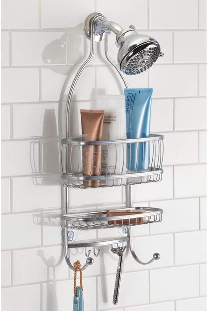 iDesign Metal Extra-Wide Hanging Shower Caddy, The York Collection – 10" x 4" x 22", Silver