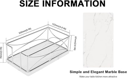 Livabber Guest Napkin Holder, Metal Bathroom Paper Hand Towel Storage Modern Napkin Tray Caddy for Countertop, Table Kitchen, Dinning Room (Chrome, Marble Base)
