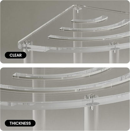 Sumerflos Acrylic Corner Shower Stool, Clear Shower Bench for Shaving Legs Seating Waterproof Heavy Duty Assemble Modern (Clear, 15.75" D x 15.75" W x 18.11" H)