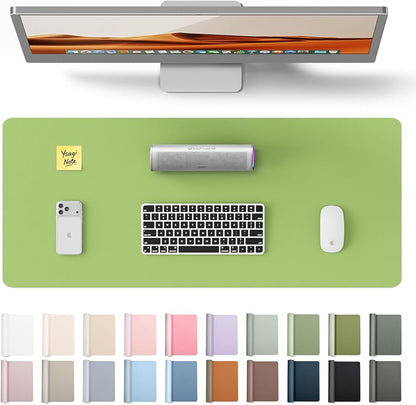 YSAGi Leather Desk Protector, Office Mat, Large Mouse Mat, Non-Slip PU Leather Blotter, Laptop Pad, Waterproof Writing Pad for Office and Home (Leaf Green, 23.6" x 13.8")