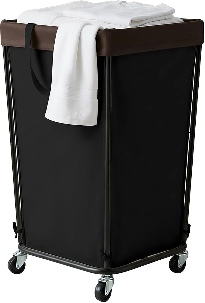 Cupic Cupid Laundry Hamper with Wheels, Rolling Laundry Basket, Dirty Clothes Cart for Laundry Room Organization and Storage, Bathroom, Bedroom, Black