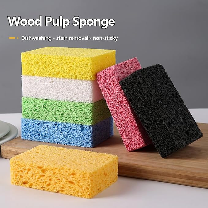 12 - Pack Non-Scratch Scrub Sponges - Sponges for Dishes and Washing Dishes, Cleaning Sponges for Kitchen Home Bathroom Cars, Funny Cut-Outs DIY for Kids (Pink)