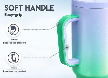 Meoky 40oz Tumbler with Handle, Leak-proof Lid and Straw, Insulated Coffee Mug Stainless Steel Travel Mug, Keeps Cold for 34 Hours or Hot for 10 Hours (Fairyland)