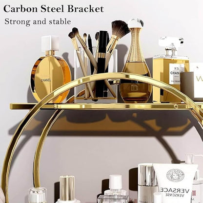 Perfume Organizer for Dresser, 2 Tier Bathroom Counter Organizers and Storage, Gold Makeup Organizer for Vanity, Bathroom Accessories & Decor, Skincare Perfume Trays Cosmetic Display Holder
