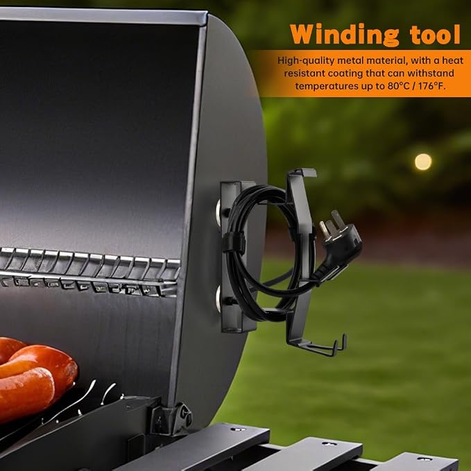 Magnetic Power Cord Organizer with 6 Cable Ties, All-Metal Cable Holder for Most Wood Pellet Smoker Grill Accessories, Magnetic Cord Management