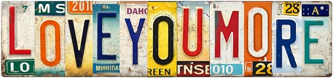 Love You More Wall Decor Metal Tin Sign - 10x40cm Heartwarming Love Quote Wall Decor, Vintage Metal Art For Bedroom, Living Room, Couples Gift For Wedding & Anniversary