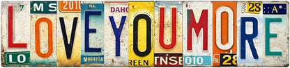 Love You More Wall Decor Metal Tin Sign - 10x40cm Heartwarming Love Quote Wall Decor, Vintage Metal Art For Bedroom, Living Room, Couples Gift For Wedding & Anniversary